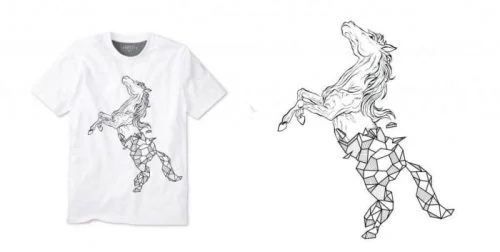 Geometric Drawing T shirt Half Horse
