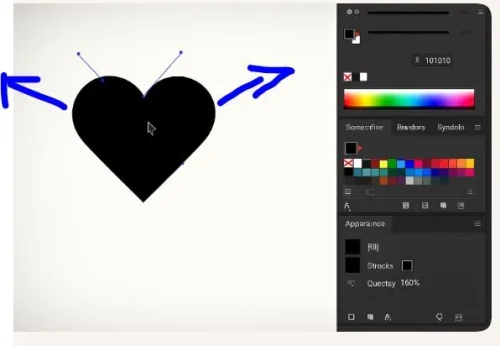 drag to make heart shape using anchor tool