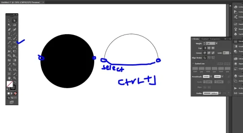 How to Make a Semicircle in Illustrator