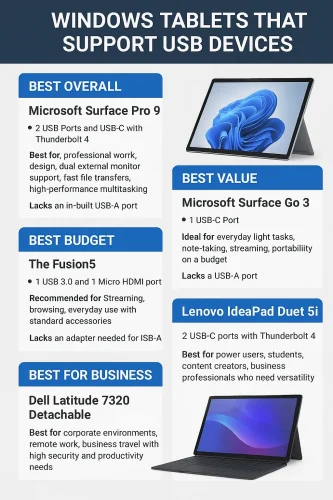 Windows tablets with USB port