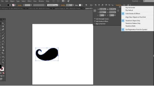 Flip using the top Transform panel